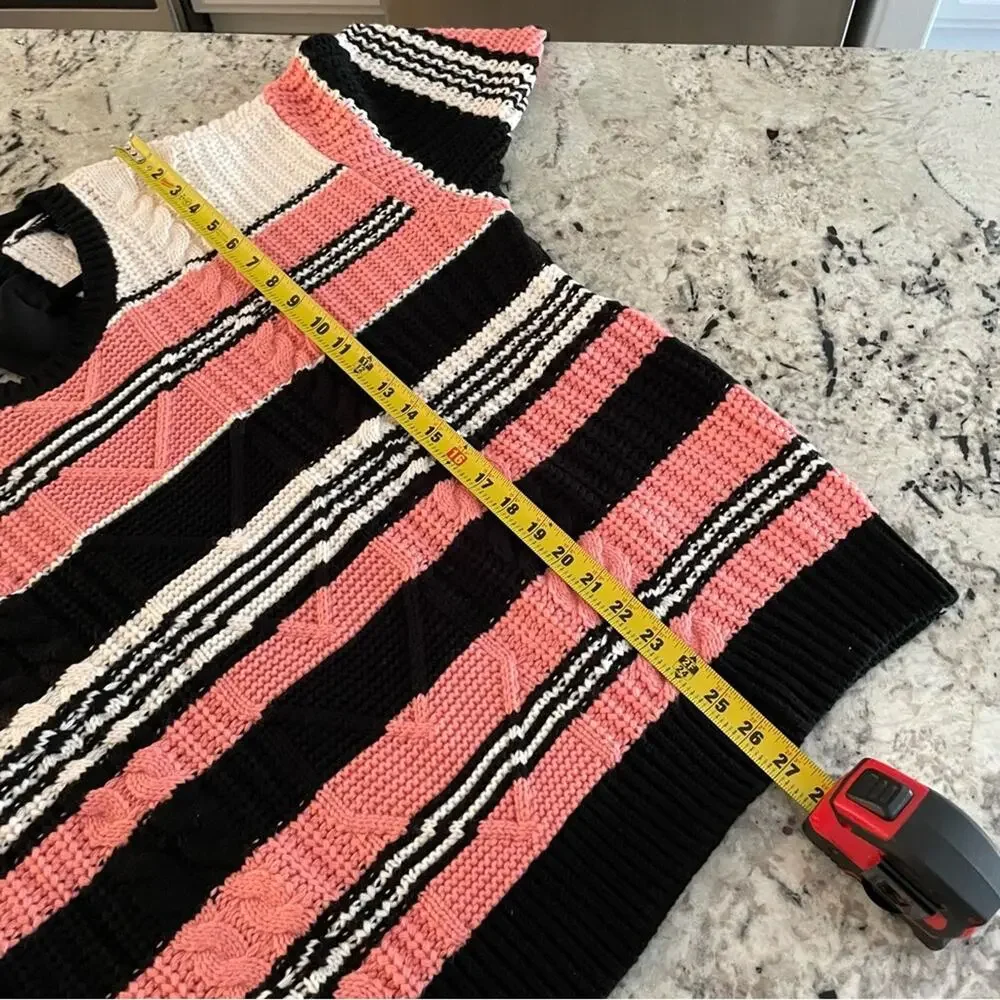 Torrid Pink Multi Stripe Cable Pullover Tie Back Sweater 2X NWT 18915684